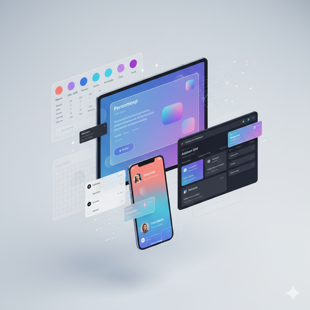 Modern UI/UX design interface with clean aesthetics