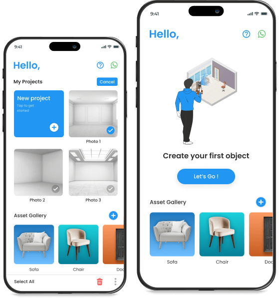 3D room planning application interface